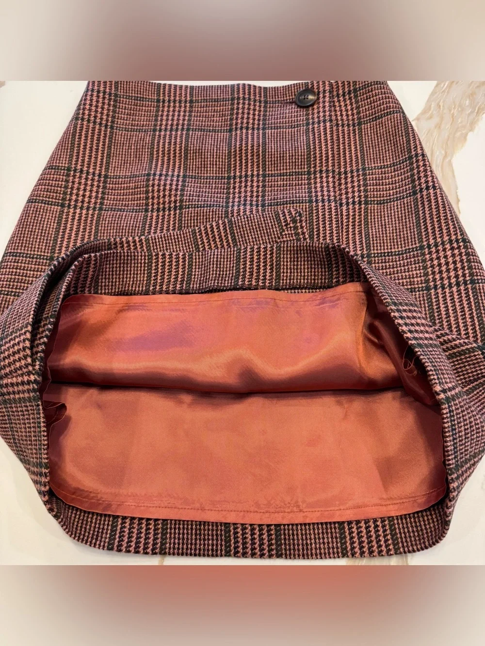 Walker Slater Kim Scottish Wool Tweed Plaid Wrap A-Line Mini Skirt UK 6 US 2